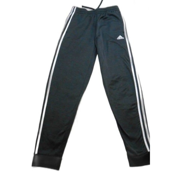 Adidas Youth Large (14-16) gray with white strips jogger sweatpants with pockets - Picture 1 of 8